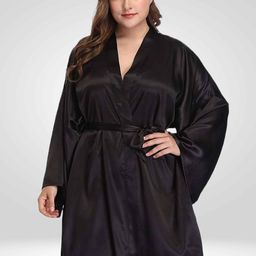 Bella Babe by SK Plus Size Kimono Sleeves Satin Robe-image-87