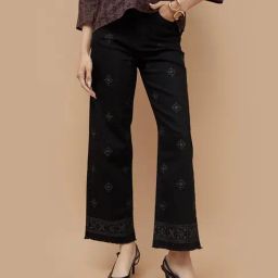 Fame Forever Black Regular Fit Embroidered Jeans-image-18