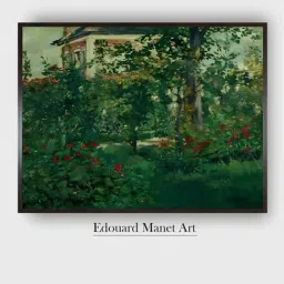The Art House Green & Red The Bellevue garden Wooden Framed Canvas Painting Wall Art-image-19