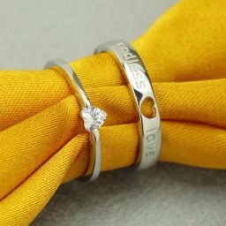 Peora Silver-Plated Solitaire Couple Rings-15