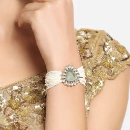 Zaveri Pearls Blue Multistrand Kundan Artificial Stones & Beads Ethnic Bracelet-ZPFK16706-46