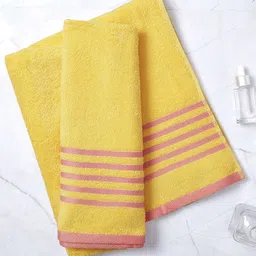 Layers Yellow & Pink 1 Cotton 380 GSM Bath Towel-image-64