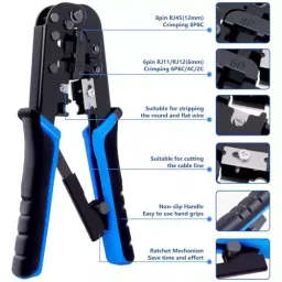 FEDUS RJ45 7 in 1 Crimping Tool Kit Combo 3 Ergonomic, Textured (Pack of 100 Pcs) image 5
