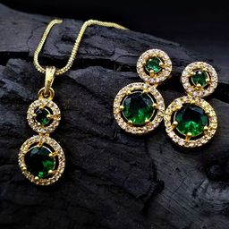 AKLINA Gold-Plated Artificial Stone Studded Jewellery Set-image-38