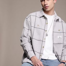 WROGN Self Checked Pure Cotton Oversized Casual Shirt-picture-28