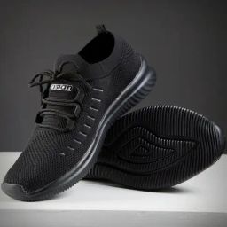 Asian Men's Black Running Shoes-image-34