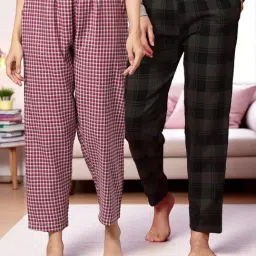 Kryptic Green & Maroon Cotton Relaxed Fit Printed Lounge Pants - Pack of 2-picture-25