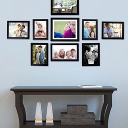 Art Street Black Solid Set of 9 Wall Photo Frames-9