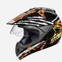 Studds N10 Black Medium (570 mm) Off Road-Full Face Helmet, Motocross D5 Decor With Visor-image-54