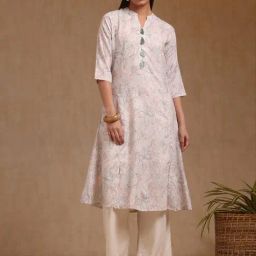 Soch Beige Linen Regular Fit Floral Print Kurtas-picture-13
