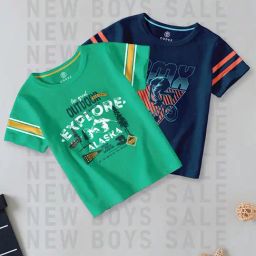 Codez Kids Green & Navy Printed T-Shirt (Pack Of 2)-image-57