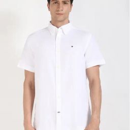 Tommy Hilfiger Optic White Linen Regular Fit Shirt-picture-42