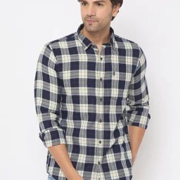 Duke Navy Slim fit Checks Shirt-image-97