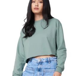The Souled Store Green Oversized Crop Sweatshirt-image-49