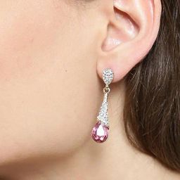 YouBella Pink Gold-Plated Tear Shaped Drop Earrings-9