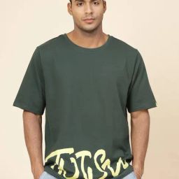 Rigo Men Bottle Green Terry Oversized Printed T-shirt-picture-13