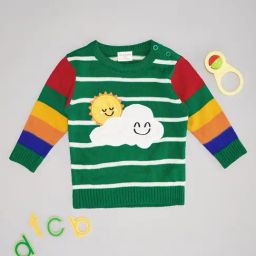 Pantaloons Baby Boys Green Acrylic Striped Sweater-image-53