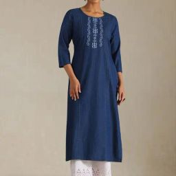 Soch Indigo Blue Regular Fit Embroidered Kurtas-image-69