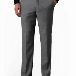 Louis Philippe Grey Slim Fit Striped Trousers-picture-33