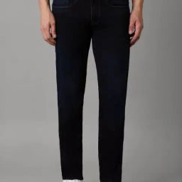 Louis Philippe Navy Cotton Slim Fit Jeans-picture-37
