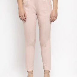 KASSUALLY Pink Relaxed Fit Mid Rise Trousers-image-90