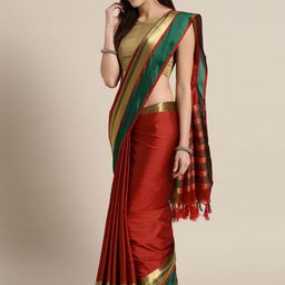 Saree mall Red & Green Solid Saree-image-93