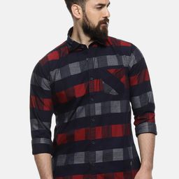 Campus Sutra Men Black & Red Regular Fit Checked Casual Shirt-picture-4