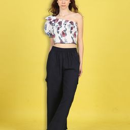 Cutiekins Floral Printed Cotton One Shoulder Crop Top With Trousers Co-Ords-picture-11