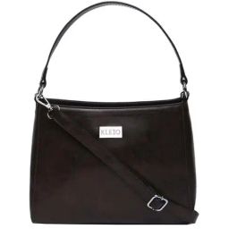 KLEIO Dark Brown Solid Medium Hobo Handbag-13
