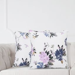 SWAYAM White & Pink Set of 2 Floral Square Cushion Covers-24