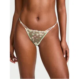 victoria's secret intimates Victoria's Secret White Dream Angels Daisy Chain Embroidery V-String Thong Panty (M)-picture-12