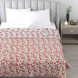 Jinaya's Red & Multicoloured Floral AC Room 300 GSM Single Bed Dohar-image-87