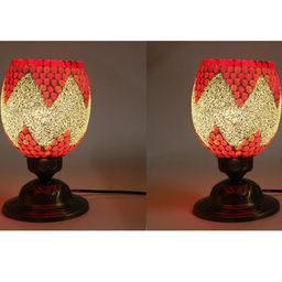 SOMIL White Printed Glass Table Lamp-image-66