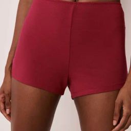La Vie En Rose Maroon Lace Work Shorts-picture-1