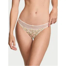 victoria's secret intimates Victoria's Secret White Dream Angels Daisy Chain Embroidery Thong Panty (M)-picture-29