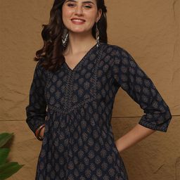 Nayo Women Floral Printed V-Neck Cotton Peplum Top-image-54