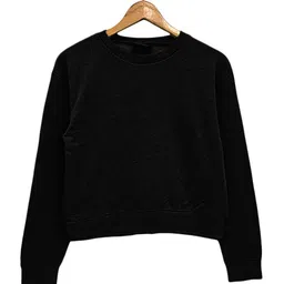 NOTWILD Women Round Neck Fleece Crop Sweatshirt-picture-7