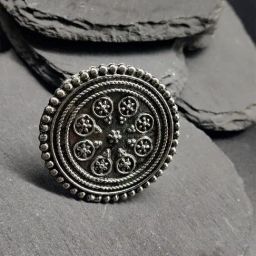 Fida Oxidised Silver-Plated Ashta Handcratfted Adjustable Cocktail Ring-91