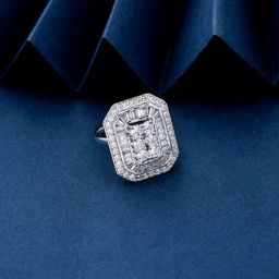 Fida Luxurious Rhodium-Plated American Diamond Cocktail Ring for Women-image-8