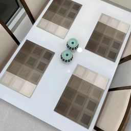 HOKIPO Set Of 4 Brown & Grey Geometric Washable Table Placemats-44