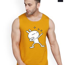 SLOWLORIS Pack Of 2 Printed Round Neck Sleeveless Bio-Wash Cotton Gym Vests-picture-34