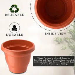 Kuber Industries Black & Orange-Coloured Set Of 8 Plastic 2-Layer Planters image 3