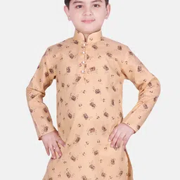 SG YUVRAJ Boys Beige Printed A-Line Kurta-11