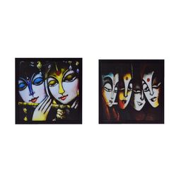 eCraftIndia Multicoloured Set of 2 Lord Radha Krishna UV Wall Art-13