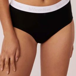 La Vie En Rose Black Cotton Color-Block Panty-image-46