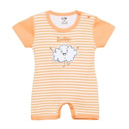 Camey Kids Peach-Coloured & White Striped Rompers-25