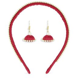 AKSHARA Girls Red Set of 2 Beaded Hairband & A Pair of Earrings-21