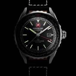 SWISS MILITARY HANOWA Men Patterned Dial & Leather Bracelet Style Straps Analogue Watch SMWGB0003201-8