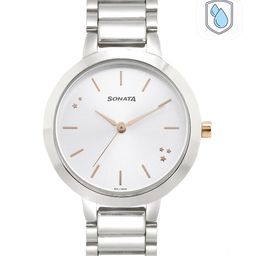 Sonata Women Silver-Toned Bracelet Style Analogue Watch NN8141KM02-45