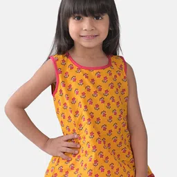 Sangria Girls Floral Printed Sleeveless Pure Cotton Top-image-99